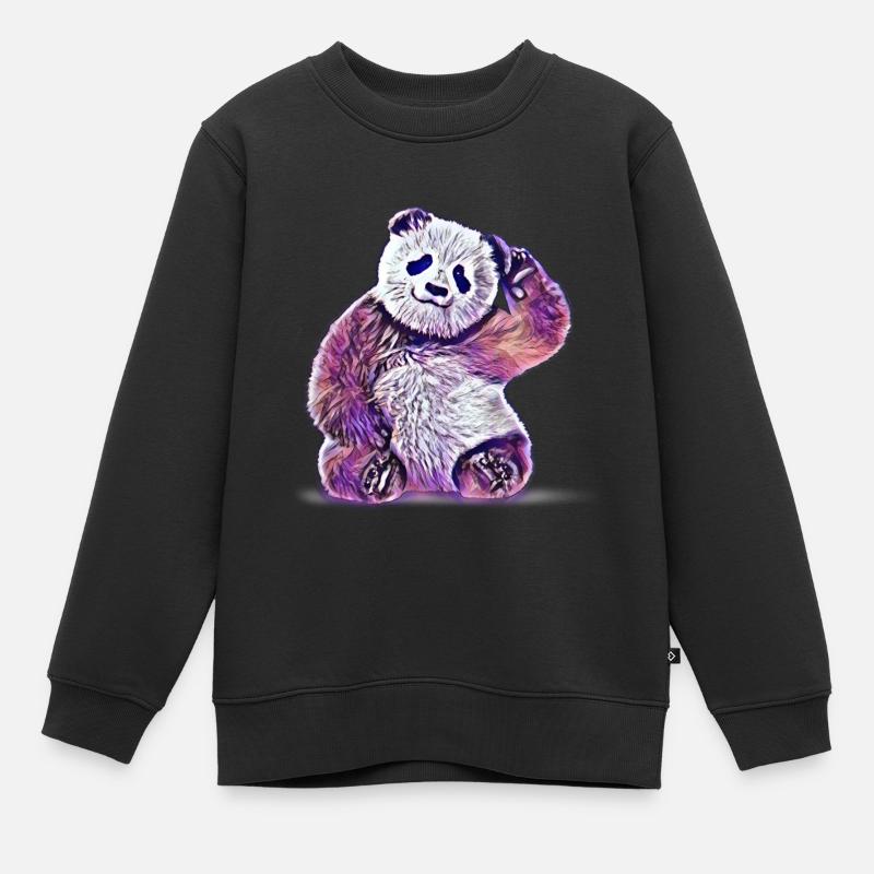 Panda - Sweat Premium enfant bio - noir