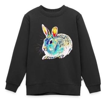 Lapin - Sweat Premium enfant bio - noir - Devant - AI Model Kid Female (0cm)