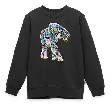 Tigre à dents de sabre - Sweat Premium enfant bio - noir - Devant - AI Model Kid Female (0cm)