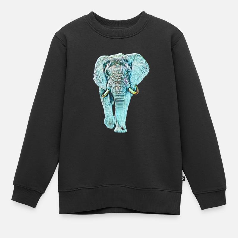 Éléphant - Sweat Premium enfant bio - noir