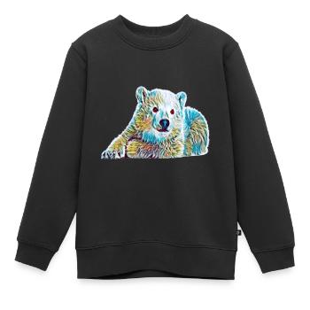 Ours polaire - Sweat Premium enfant bio - noir - Devant - AI Model Kid Female (0cm)