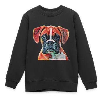 Boxers - Kinder Premium sweater biologisch - zwart - Voor - AI Model Kid Female (0cm)