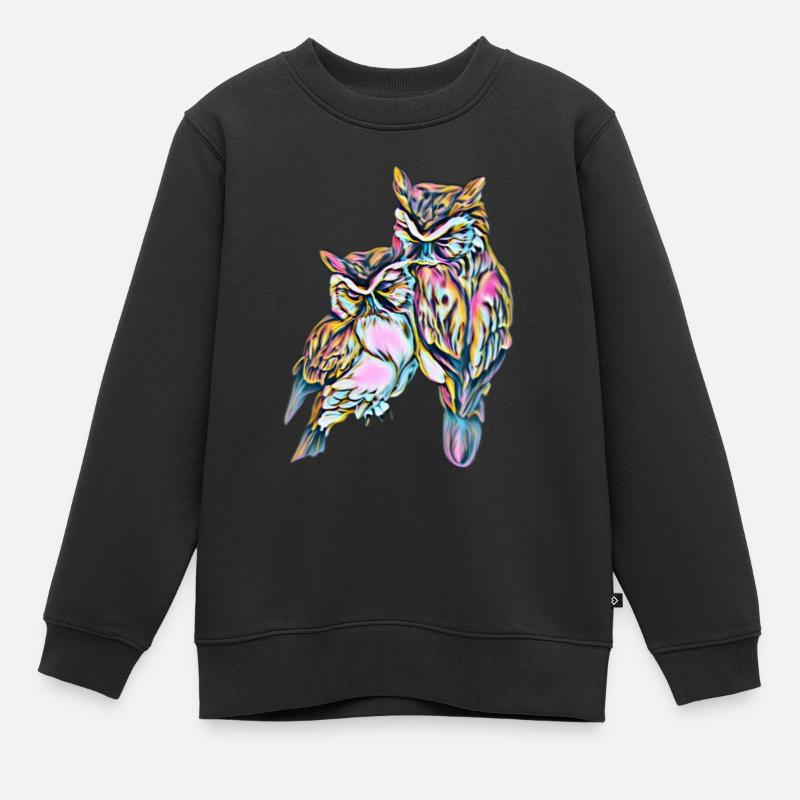 hiboux - Sweat Premium enfant bio - noir