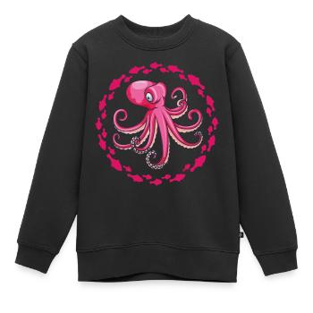 Großer lila Oktopus - Kinder Premium Organic Sweatshirt - Schwarz - Vorne - AI Model Kid Female (0cm)