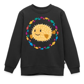 Poisson sphérique - Sweat Premium enfant bio - noir - Devant - AI Model Kid Female (0cm)