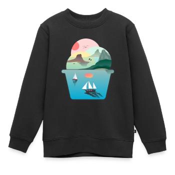 Crème glacée d’été Sundae Ice Cream Sea Sailing Beach - Sweat Premium enfant bio - noir - Devant - AI Model Kid Female (0cm)