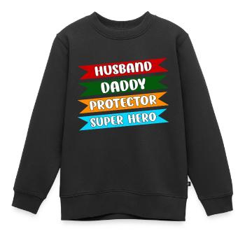 Vatertag Papa Papa Papa Papa Papa Papa - Kinder Premium Organic Sweatshirt - Schwarz - Vorne - AI Model Kid Female (0cm)