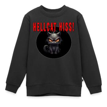 Höllenkatze zischt! - Kinder Premium Organic Sweatshirt - Schwarz - Vorne - AI Model Kid Female (0cm)