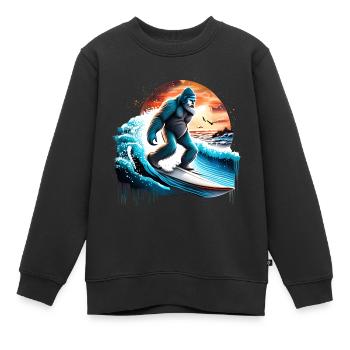 Big Foot Surfen - Kinder Premium Organic Sweatshirt - Schwarz - Vorne - AI Model Kid Female (0cm)