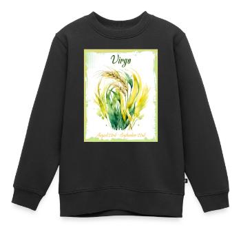 Sternzeichen in Aquarell: Jungfrau die Erntehelferin - Kinder Premium Organic Sweatshirt - Schwarz - Vorne - AI Model Kid Female (0cm)