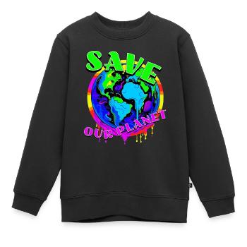 Save the planet - Kinder Premium Organic Sweatshirt - Schwarz - Vorne - AI Model Kid Female (0cm)