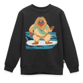 Bigfoot auf Surfbrett - Kinder Premium Organic Sweatshirt - Schwarz - Vorne - AI Model Kid Female (0cm)