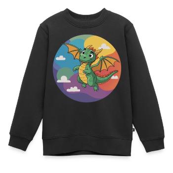 Flieg mit dem Drachen – Zauberhaftes Kindershirt - Kinder Premium Organic Sweatshirt - Schwarz - Vorne - AI Model Kid Female (0cm)