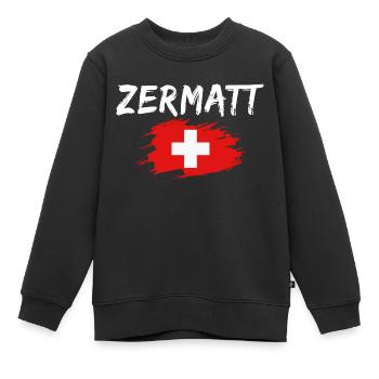 Zermatt Suisse Drapeau - Sweat Premium enfant bio - noir - Devant - AI Model Kid Female (0cm)