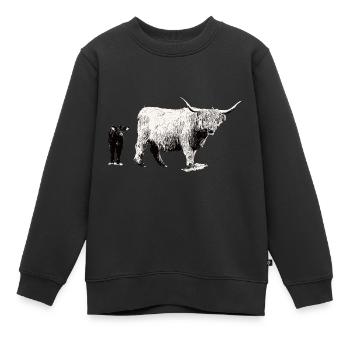 Schottisches Hochlandrind mit Kalb - Kinder Premium Organic Sweatshirt - Schwarz - Vorne - AI Model Kid Female (0cm)