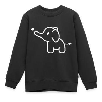 ÉLÉPHANT ANIMAL PACHYDERME TROMPE ZOO BÉBÉ AMOUR COEUR - Sweat Premium enfant bio - noir - Devant - AI Model Kid Female (0cm)