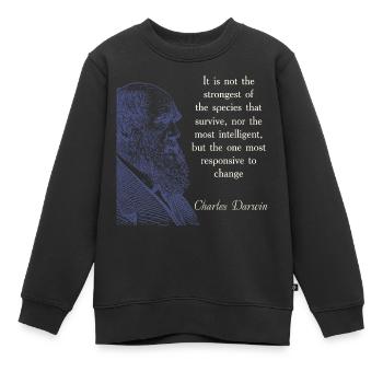 Zitieren Darwin Biologie Evolutionstheorie - Kinder Premium Organic Sweatshirt - Schwarz - Vorne - AI Model Kid Female (0cm)
