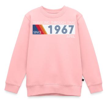 Funny Zeitreise Geburtstags Design April 1967 - Kinder Premium Organic Sweatshirt - Rosa - Vorne - AI Model Kid Female (0cm)