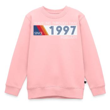 Funny Zeitreise Geburtstags Design February 1997 - Kinder Premium Organic Sweatshirt - Rosa - Vorne - AI Model Kid Female (0cm)