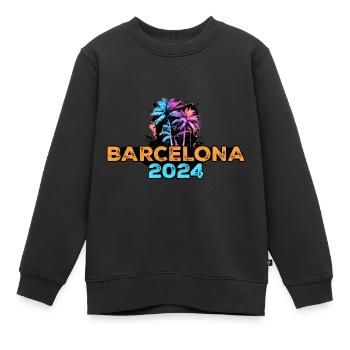 Tournée Barcelone 2024 - Sweat Premium enfant bio - noir - Devant - AI Model Kid Female (0cm)