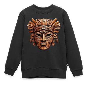 Kunstvolle geschnitzte Azteken, Maya, Inka Maske - Kinder Premium Organic Sweatshirt - Schwarz - Vorne - AI Model Kid Female (0cm)