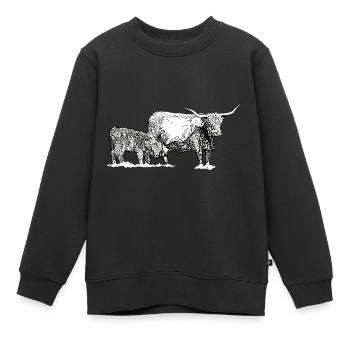 Hochlandrind mit Kalb - Kinder Premium Organic Sweatshirt - Schwarz - Vorne - AI Model Kid Female (0cm)