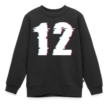 12 Douze Douze Nombre Effet Distordu Nombre - Sweat Premium enfant bio - noir - Devant - AI Model Kid Female (0cm)