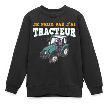 Tracteur Agriculteur Homme et enfant - Sweat Premium enfant bio - noir - Devant - AI Model Kid Female (0cm)