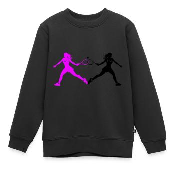 Tennis Spielerin Silhouette - Kinder Premium Organic Sweatshirt - Schwarz - Vorne - AI Model Kid Female (0cm)