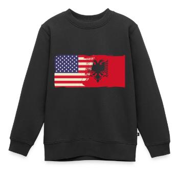 République d’Albanie Albanie Shqipëria Tirana Albanais - Sweat Premium enfant bio - noir - Devant - AI Model Kid Female (0cm)