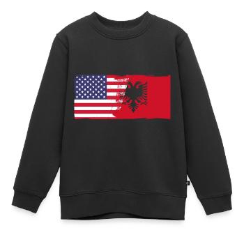 République d’Albanie Albanie Shqipëria Tirana Albanais - Sweat Premium enfant bio - noir - Devant - AI Model Kid Female (0cm)