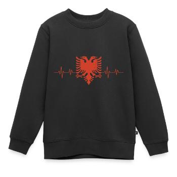 Republic of Albania Albania Shqipëria Tirana Albanians - Kids Premium Organic Sweatshirt - black - Front - AI Model Kid Female (0cm)