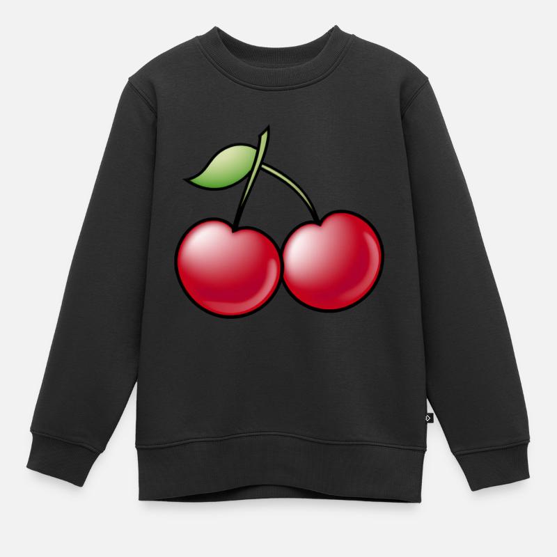 Cerises - Sweat Premium enfant bio - noir