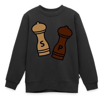 Sel et poivre / idée cadeau chef amateur / épice - Sweat Premium enfant bio - noir - Devant - AI Model Kid Female (0cm)