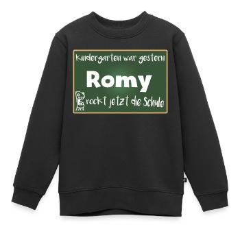 Romy rockt jetzt die Schule Kindershirt - Kinder Premium Organic Sweatshirt - Schwarz - Vorne - AI Model Kid Female (0cm)