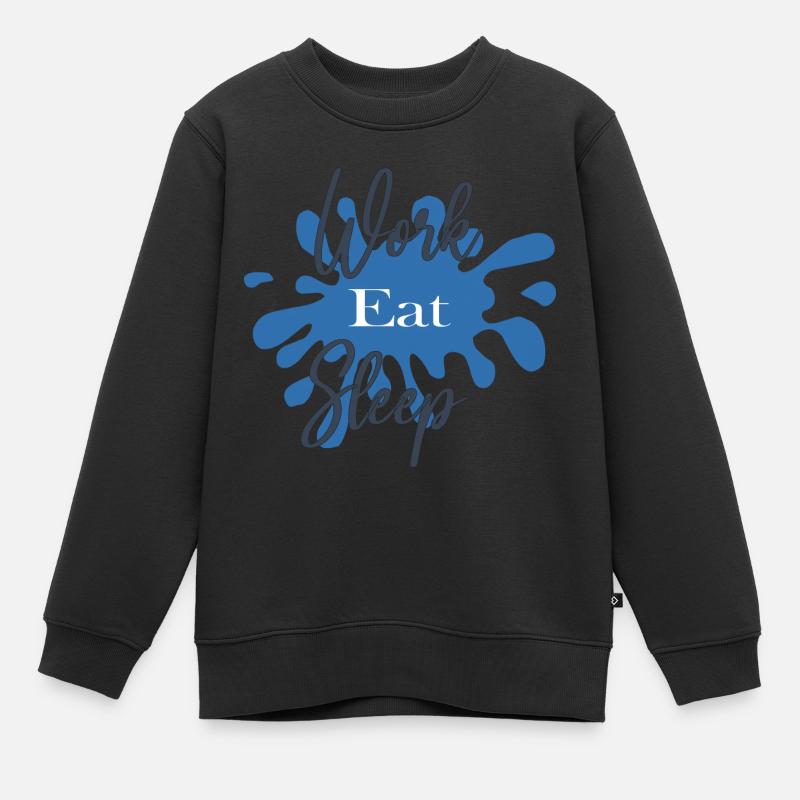 Design Work Eat Sleep - Sweat Premium enfant bio - noir
