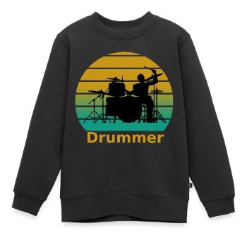 Drummer - Kinder Premium Organic Sweatshirt - Schwarz - Vorne - AI Model Kid Female (0cm)