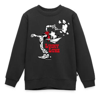 Lucky Luke Cow-boy Dur Á Cuire - Sweat Premium enfant bio - noir - Devant - AI Model Kid Female (0cm)