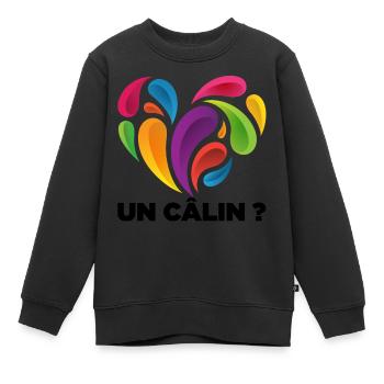 Un calin - Sweat Premium enfant bio - noir - Devant - AI Model Kid Female (0cm)