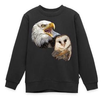 Schleiereule und amerikanischer Pigago - Kinder Premium Organic Sweatshirt - Schwarz - Vorne - AI Model Kid Female (0cm)