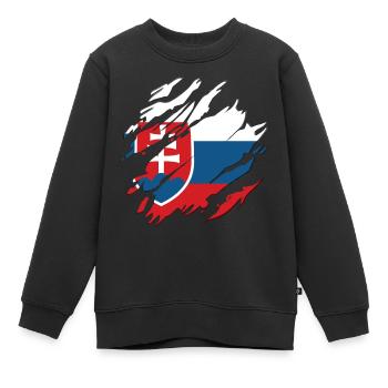 Slowakei Flagge Kratzer Used Look Cut Slowakisch - Kinder Premium Organic Sweatshirt - Schwarz - Vorne - AI Model Kid Female (0cm)