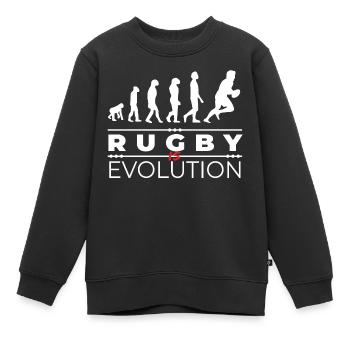 Rugby ist Evolution - Message Humor Parodie Rugby - Kinder Premium Organic Sweatshirt - Schwarz - Vorne - AI Model Kid Female (0cm)