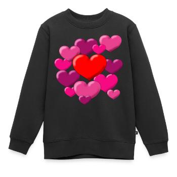 Hearts - Kinder Premium Organic Sweatshirt - Schwarz - Vorne - AI Model Kid Female (0cm)