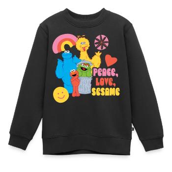 Sesamstraße Peace, Love, Sesame - Kinder Premium Organic Sweatshirt - Schwarz - Vorne - AI Model Kid Female (0cm)