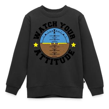 Watch Your Attitude - Pilot - Kinder Premium Organic Sweatshirt - Schwarz - Vorne - AI Model Kid Female (0cm)