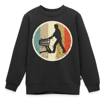 Mann mit Einkaufswagen Supermarkt - Kinder Premium Organic Sweatshirt - Schwarz - Vorne - AI Model Kid Female (0cm)