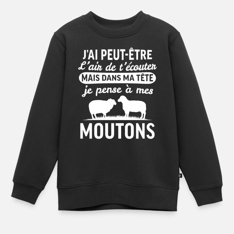 Je pense à mes moutons - Sweat Premium enfant bio - noir