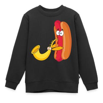 Saxophoniste Saxophone Wurst Musicien - Sweat Premium enfant bio - noir - Devant - AI Model Kid Female (0cm)