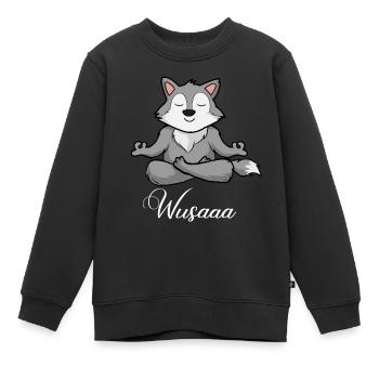 Wolf Auszeit Durchatmen Wusaaa - Kinder Premium Organic Sweatshirt - Schwarz - Vorne - AI Model Kid Female (0cm)