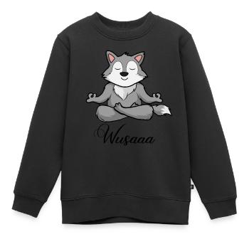 Wolf Auszeit Durchatmen Wusaaa - Kinder Premium Organic Sweatshirt - Schwarz - Vorne - AI Model Kid Female (0cm)